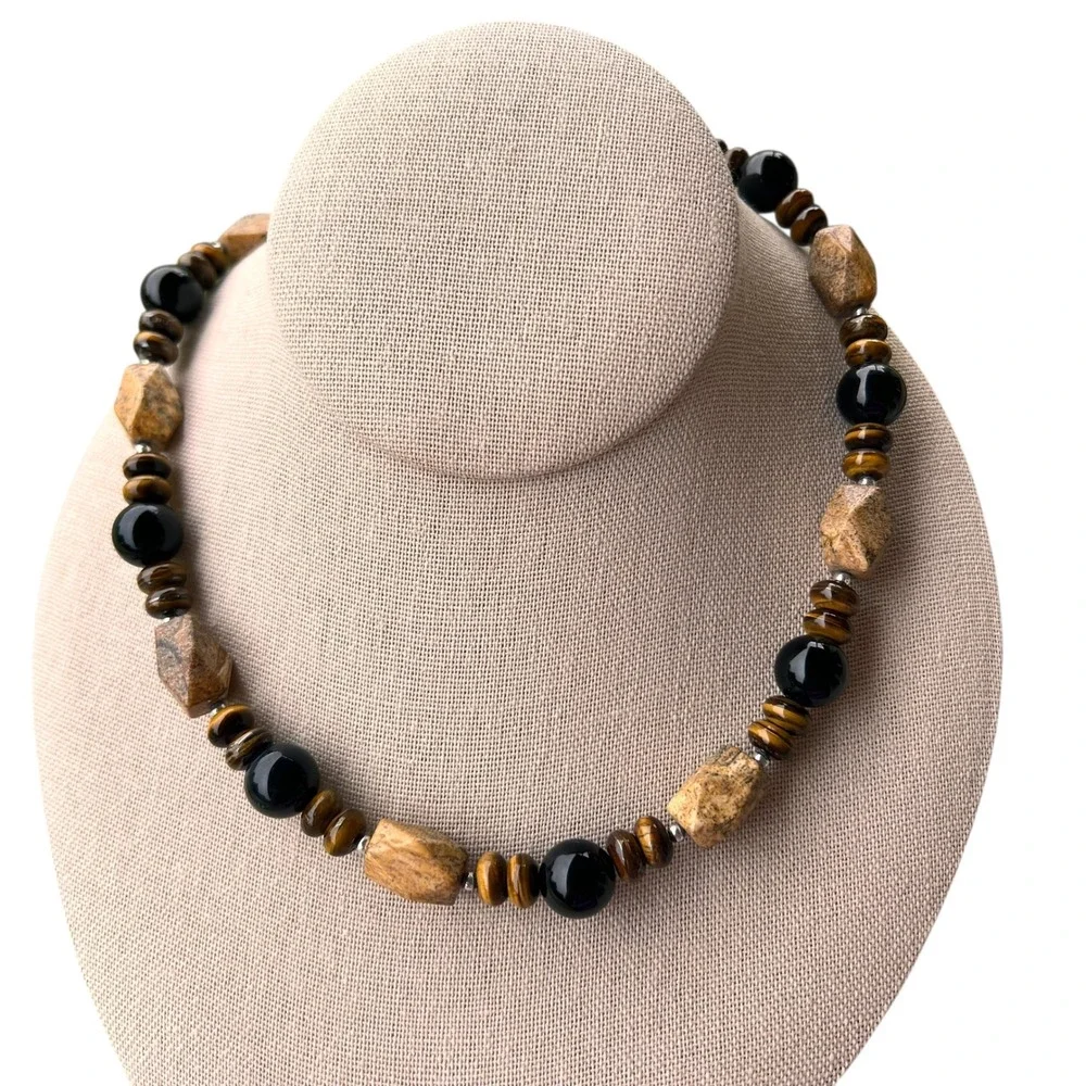 Handmade Natural‎ Multi Stone Beaded Necklace Bracelet Set Boho Jewelry Women
